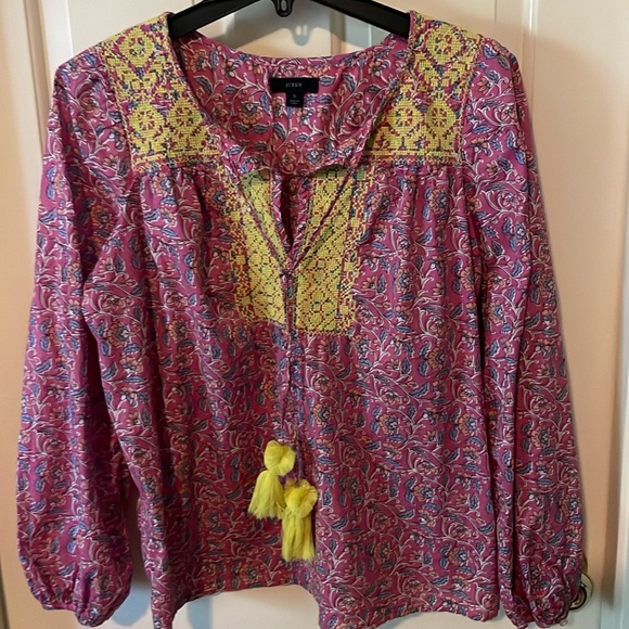 J Crew embroidered floral peasant top - Picture 1 of 4